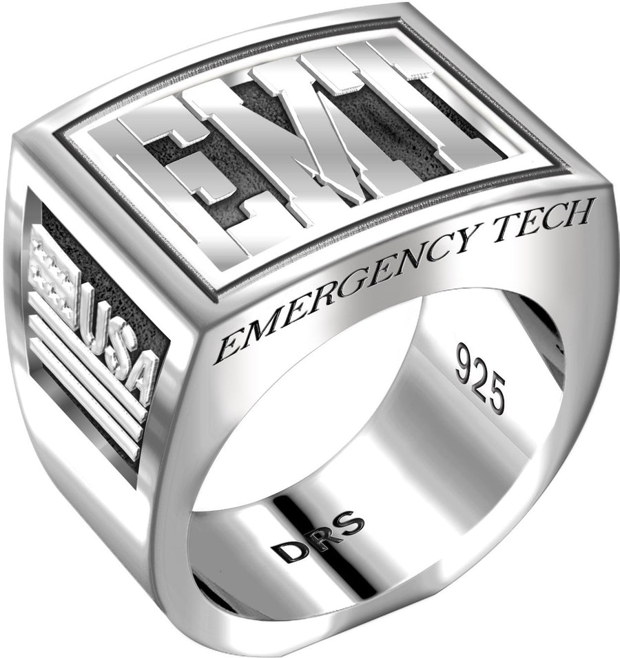 Men's Heavy 0.925 Sterling Silver EMT Ring Band