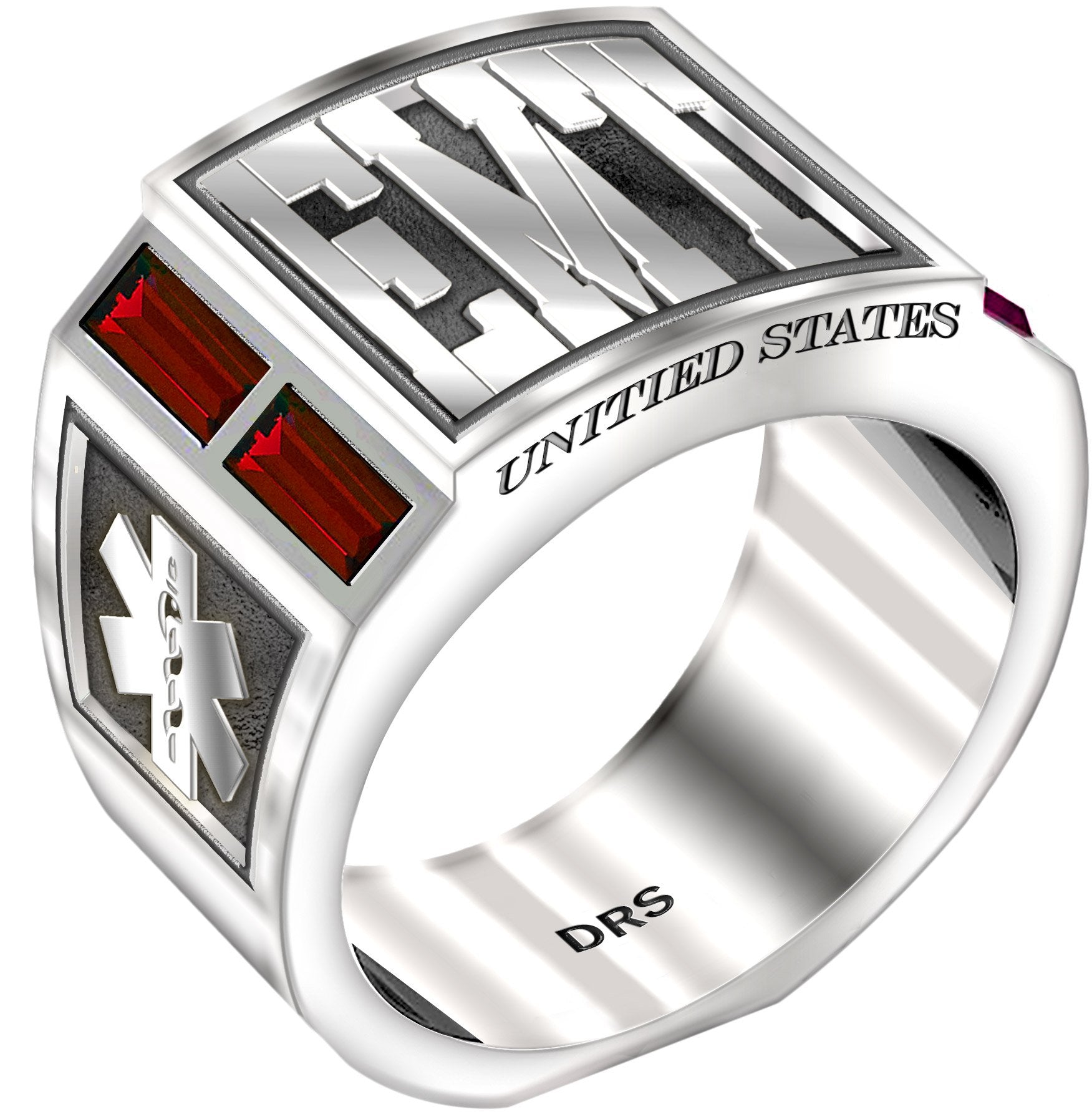 Men's 0.925 Sterling Silver Simulated Ruby Ring