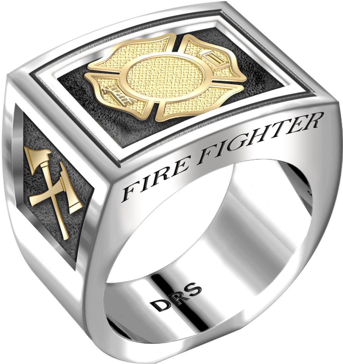 Men's Heavy 0.925 Sterling Silver and 14k Yellow Gold Ring Band
