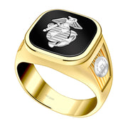 14k Yellow Gold US Marine Corps Military Ring Band