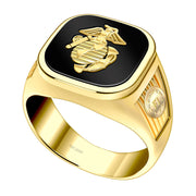 Yellow Gold US Marine Corps Military Ring Band