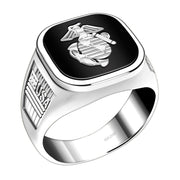 Men's 925 Sterling Silver & 14k US Marine Corps Military Ring