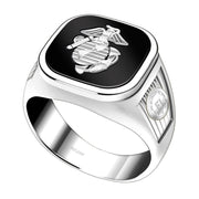 Men's 925 Sterling Silver Marine Corps Military Ring