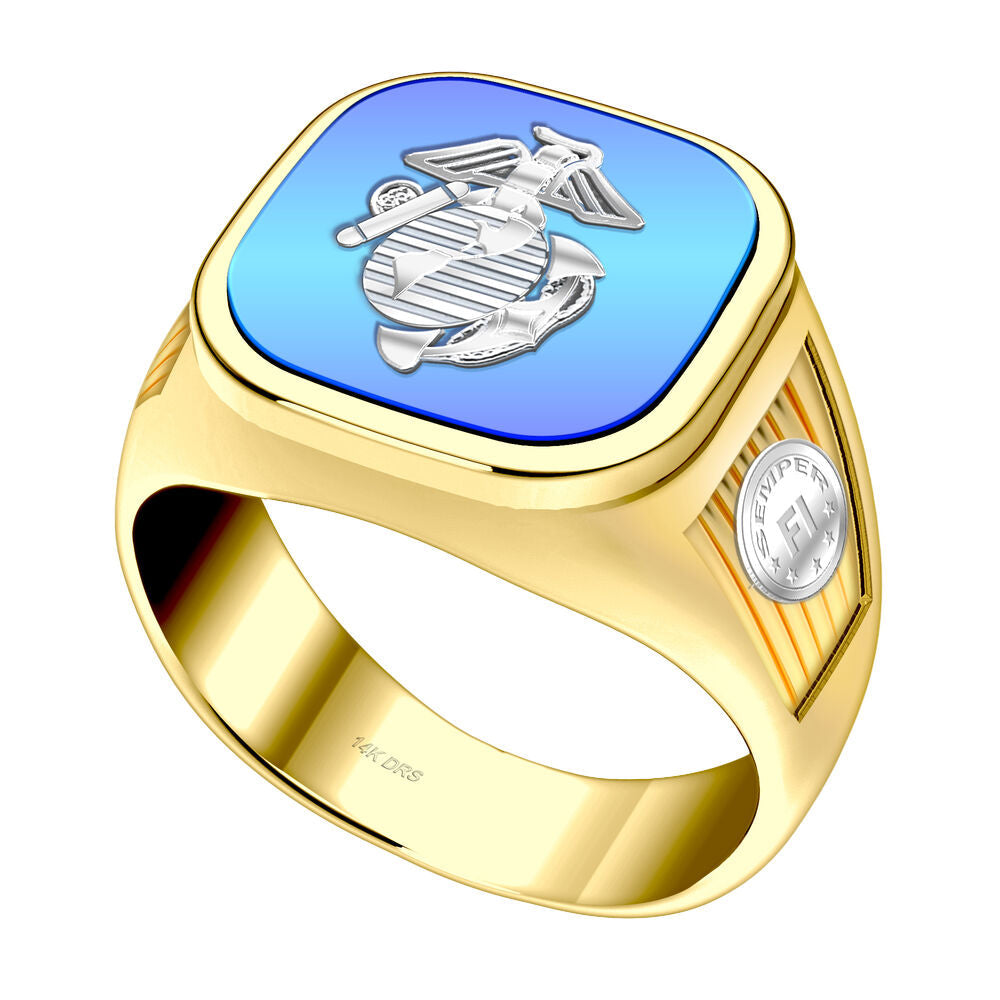 Gold US Marine Corps Military Ring Band