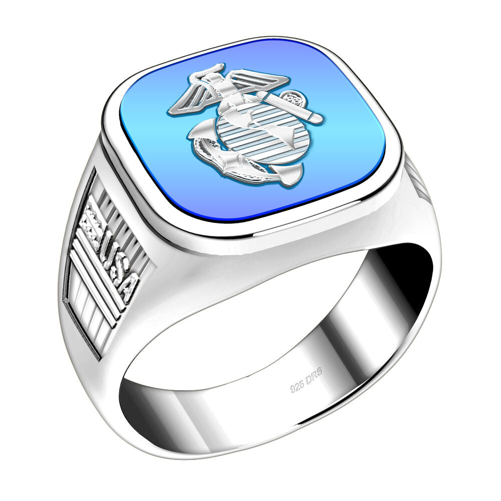925 Sterling Silver Marine Corps Military Ring