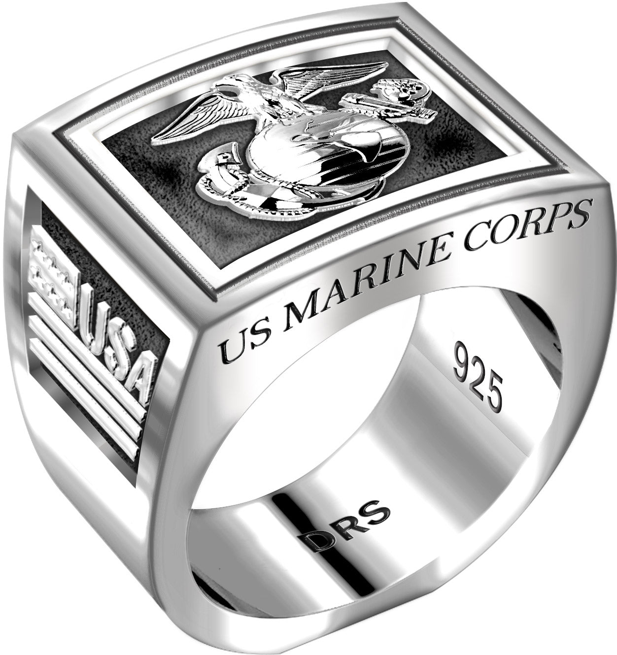 US Marine Corps Logo Ring 0.925 Sterling Silver
