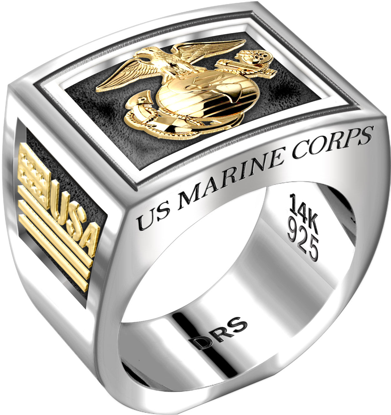 Men's Heavy Two Tone US Marine Corps USMC Ring