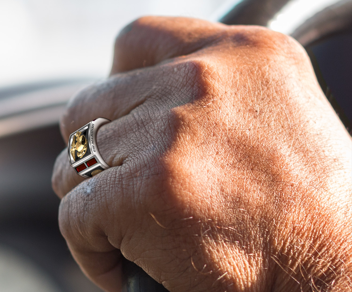 Two Tone Ruby US Marine Corps USMC Ring