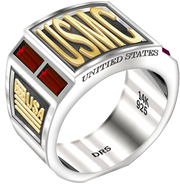 Men's Two Tone Ruby US Marine Corps USMC Ring