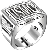 USMC 0.925 Sterling Silver Ring Band for men