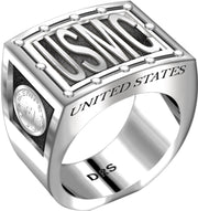 US Marine Corps Ring - USMC 0.925 Sterling Silver Ring Band