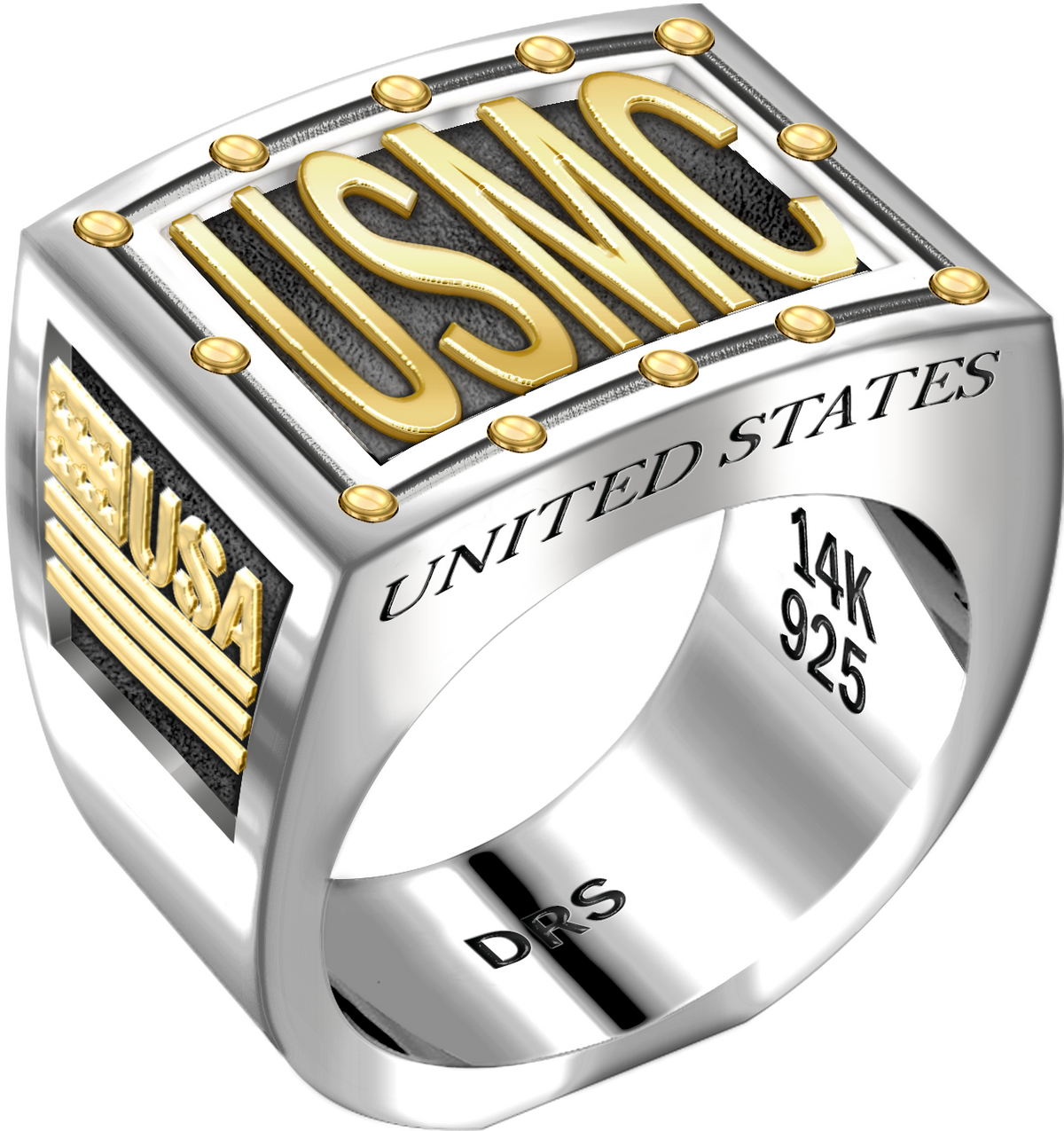 Men's Heavy Two Tone US Marine Corps Ring