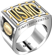 Men's Heavy 0.925 Sterling Silver US Marine Corps Ring Band