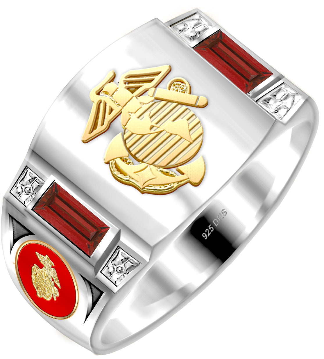 Simulated Birthstones US Marine Corps Ring