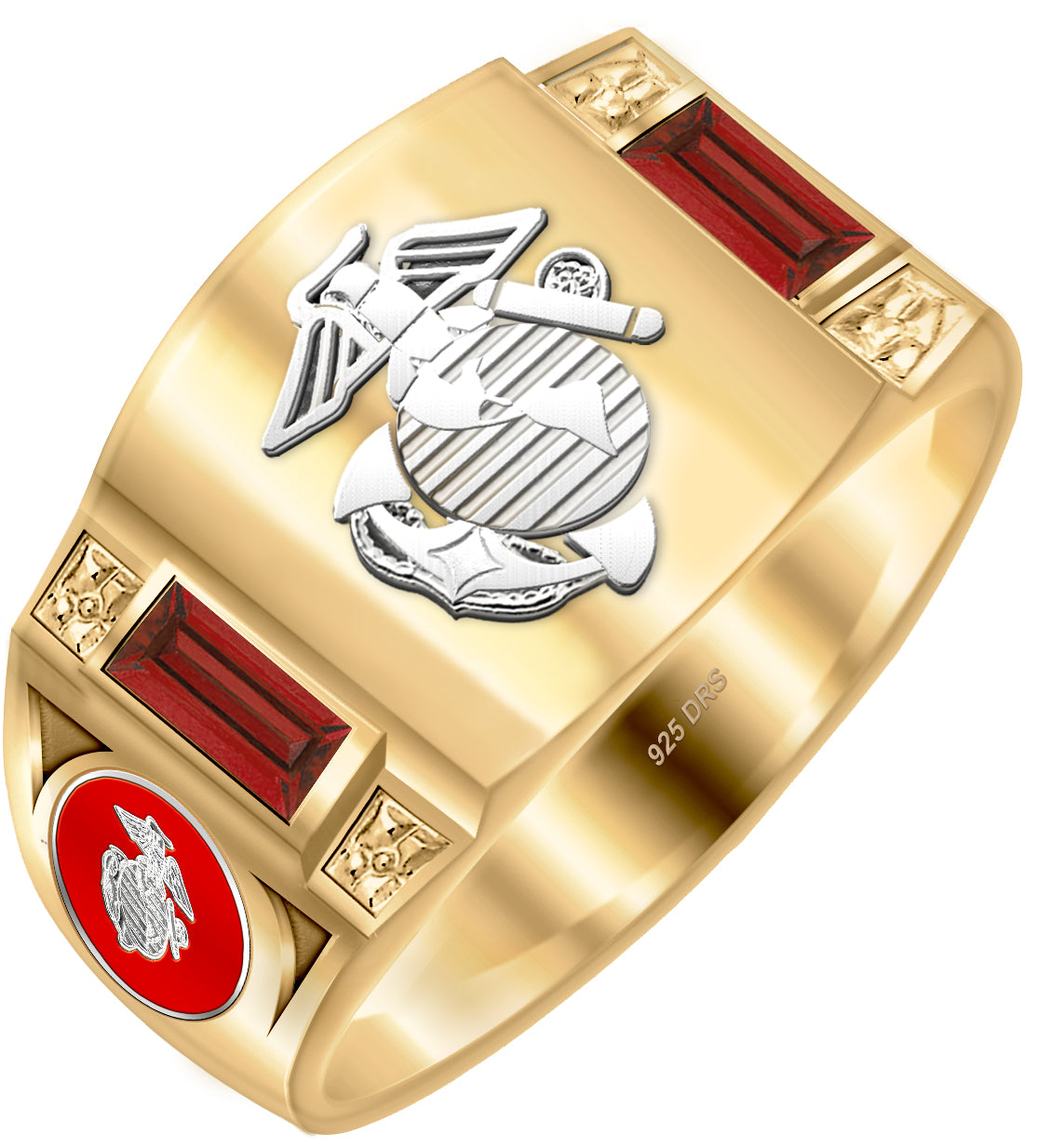 Simulated Birthstones US Marine Corps Ring
