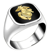 US Marine Corps Ring - Solid Back 0.925 Sterling Silver