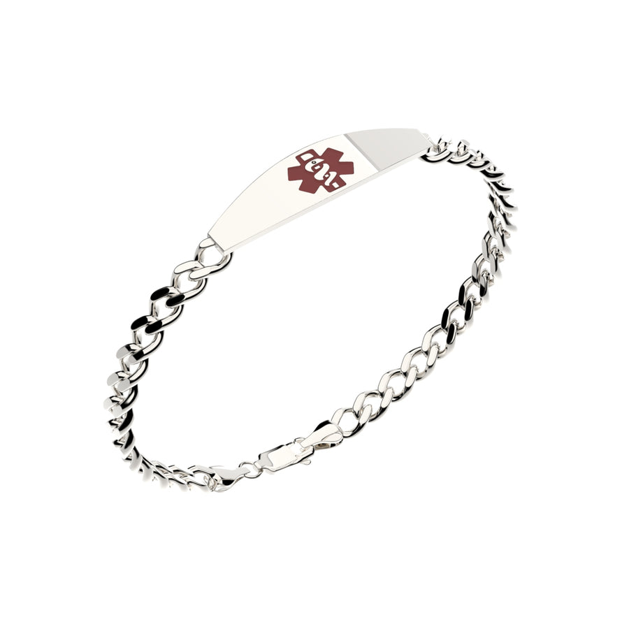 Curb 925 Sterling Silver Medical ID Engravable Bracelet