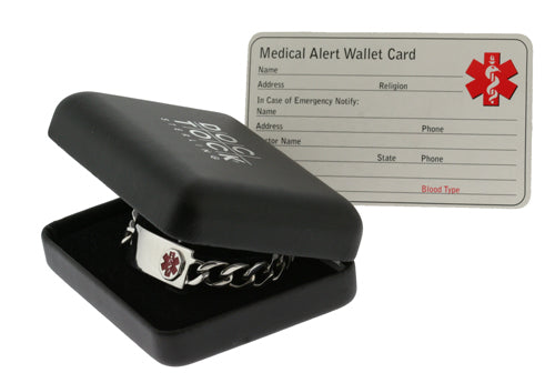 DOC TOCK Sterling Silver Medical Alert ID Bracelet with card