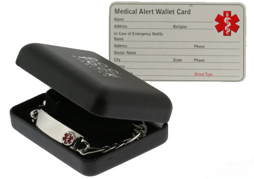 DOC TOCK Sterling Silver Medical Alert ID Bracelet - 8" with wallet card