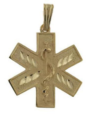 Yellow Gold Engravable Medical Alert ID Pendant Necklace