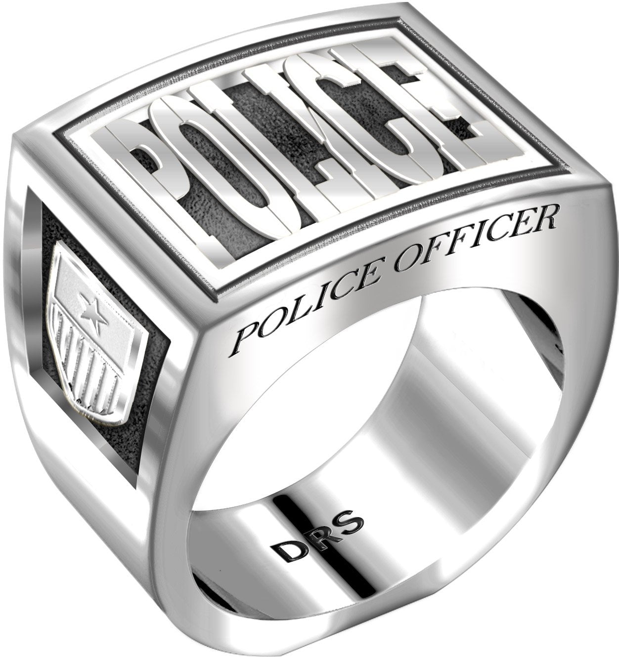 Men's Heavy 0.925 Sterling Silver Police Officer Ring Band